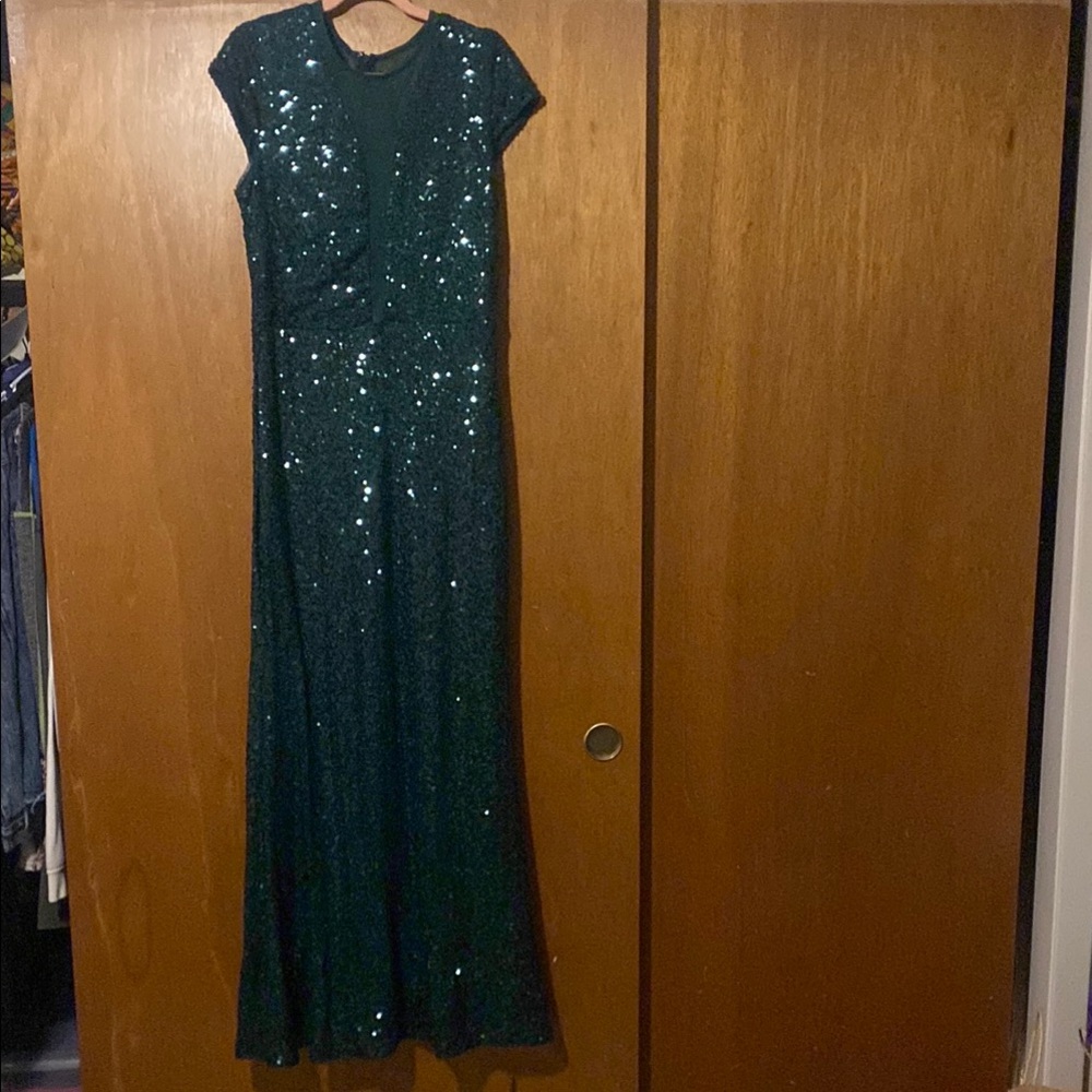 Blu Sage Green Sequin Maxi Gown for Weddings